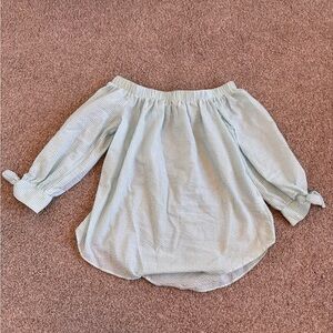 Moa Moa Teal Off Shoulder Tie Shirt Blouse